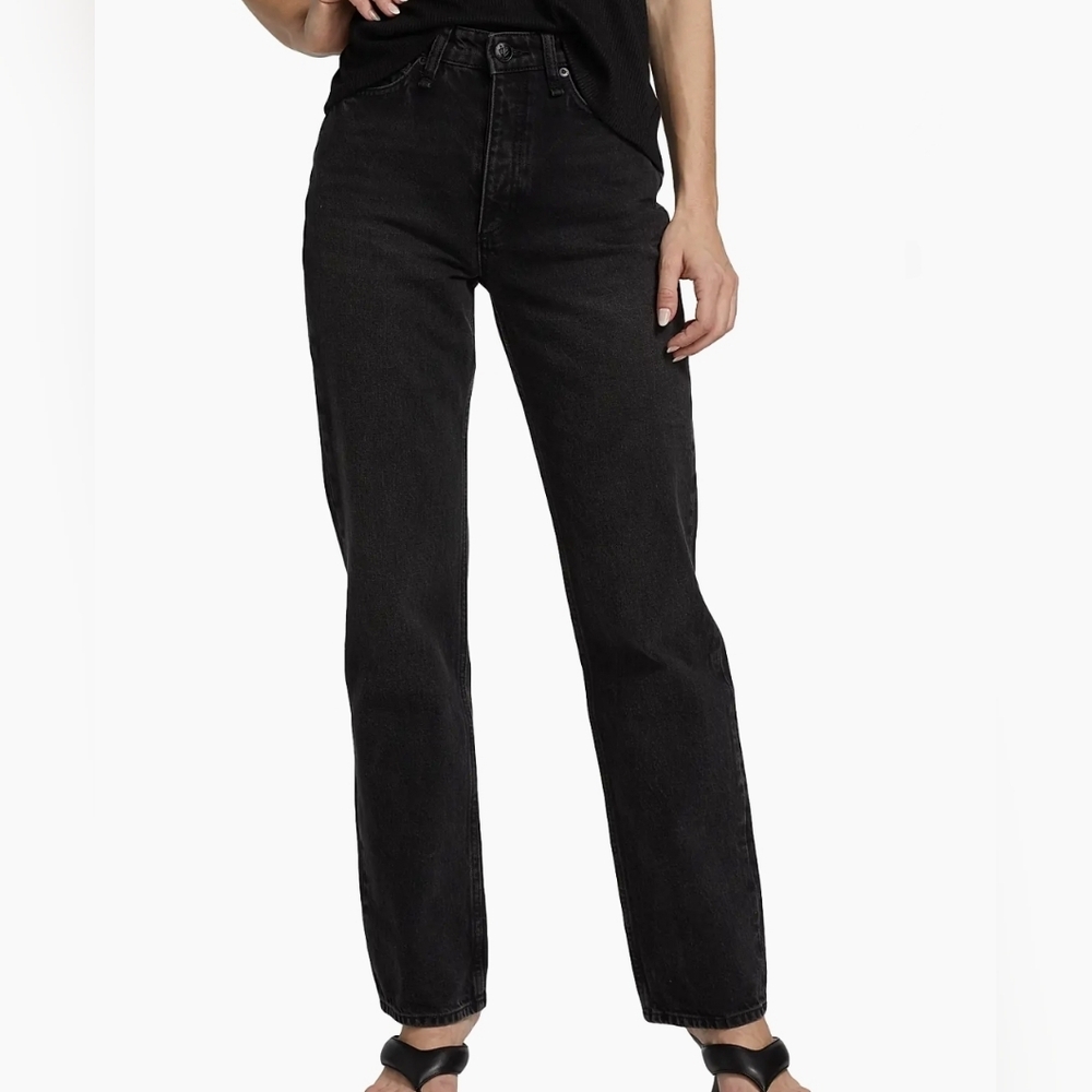 Rag & Bone Alex High Rise Straight Black Denim Jeans Size 24